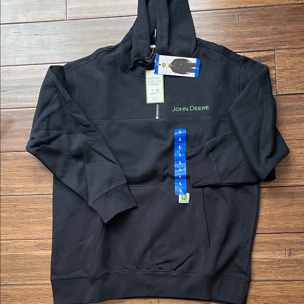 John Deere Men's Black Zip-Up Sweater
